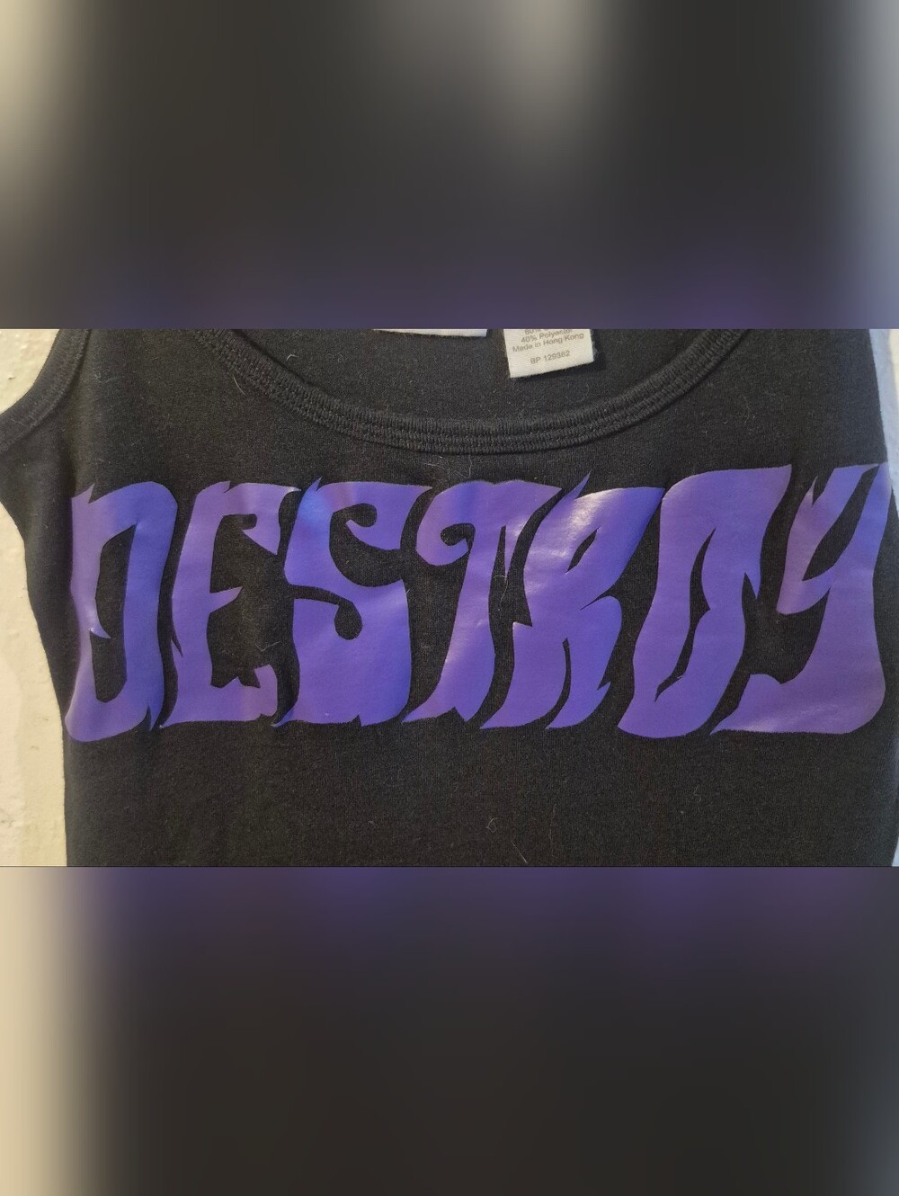 Rubbish Womens S Destroy Graphic Tank Top Black Purple Y2K Goth Punk Cami - Picture 2 of 4